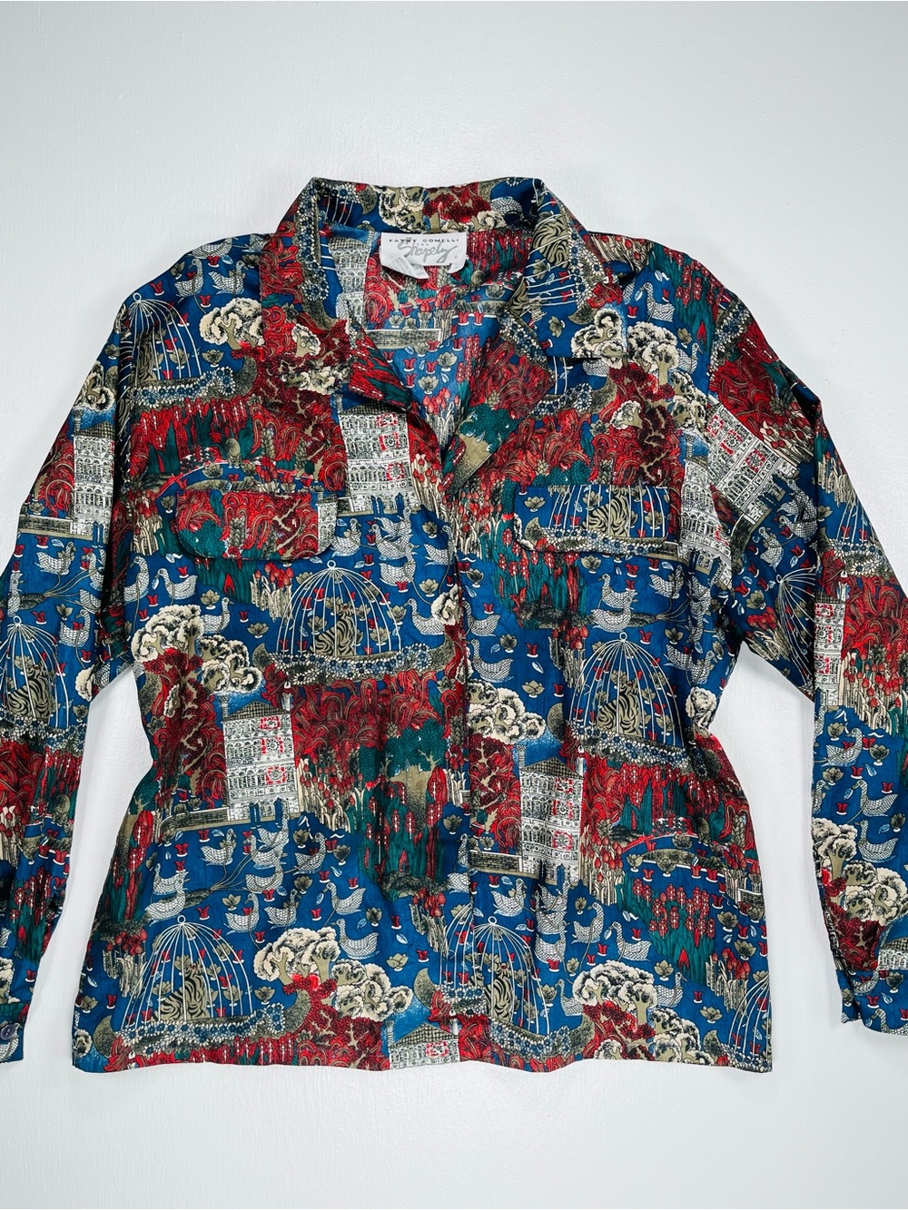 Vintage Printed Blouse Size 14 Funky Animals Pattern Kathy Comelli for Shapely